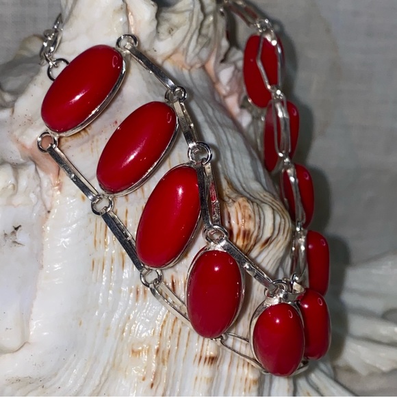 Italian Coral multi-gem handcrafted modern designed bracelet - Picture 4 of 8